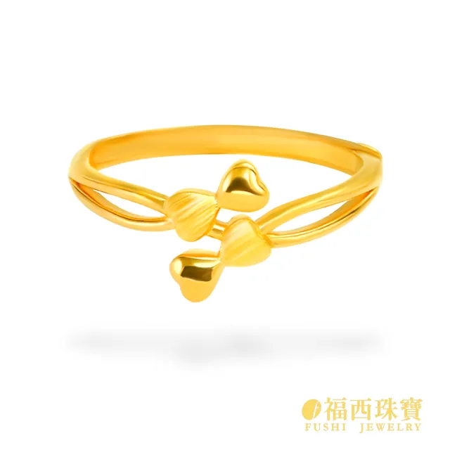 【福西珠寶】黃金戒指 雙倍甜心蝴蝶結女戒 雙蝴蝶結交疊設計 亮面×髮絲紋工藝(金重0.67錢正負0.03錢)