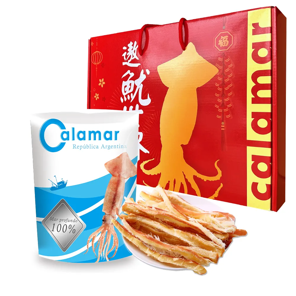 【Calamar】阿根廷100%手撕深海魷魚條禮盒/魷魚條100gx6包入(送禮/禮盒/新春/年節/送禮推薦/附調味粉)