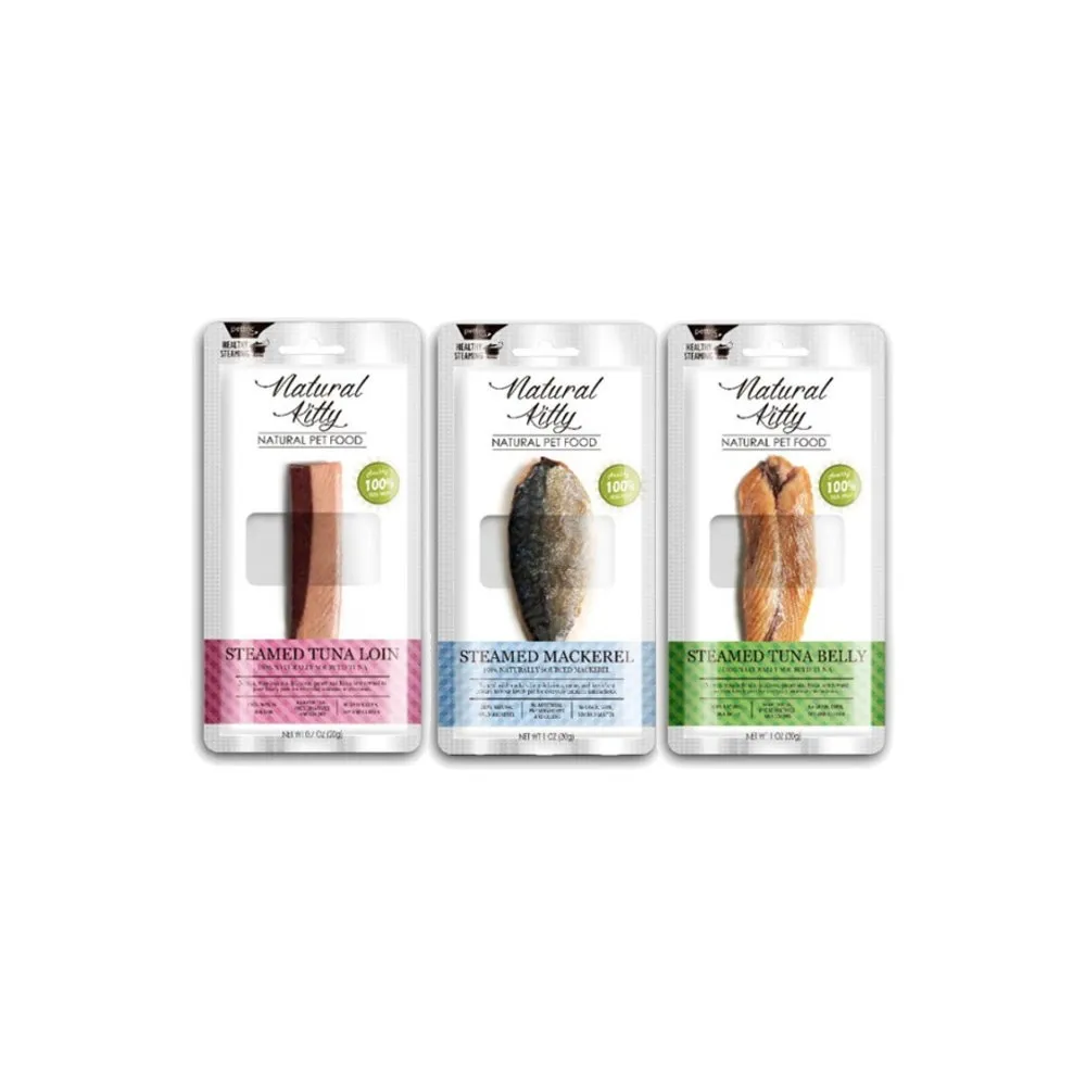【Natural Kitty 自然小貓】100%天然鮮零食（野鯖魚｜鮪魚腹肉｜鮪魚）20g-30g*48包組(犬貓鮮食)