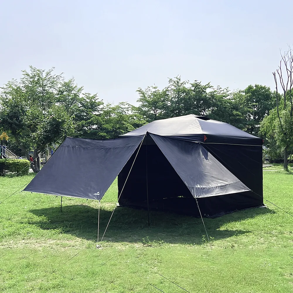 【LIFECODE】《豪華配》黑膠客廳帳篷+雙層圍布x3+三翼雙層圍布x1 三色可選