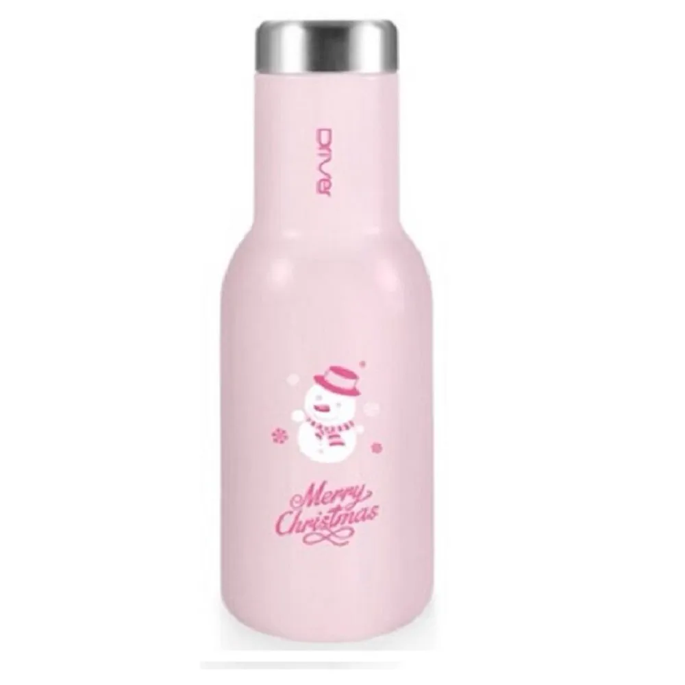 【Driver】時尚冷熱兩用瓶380ml-粉紅-雪人(聖誕節限定商品)