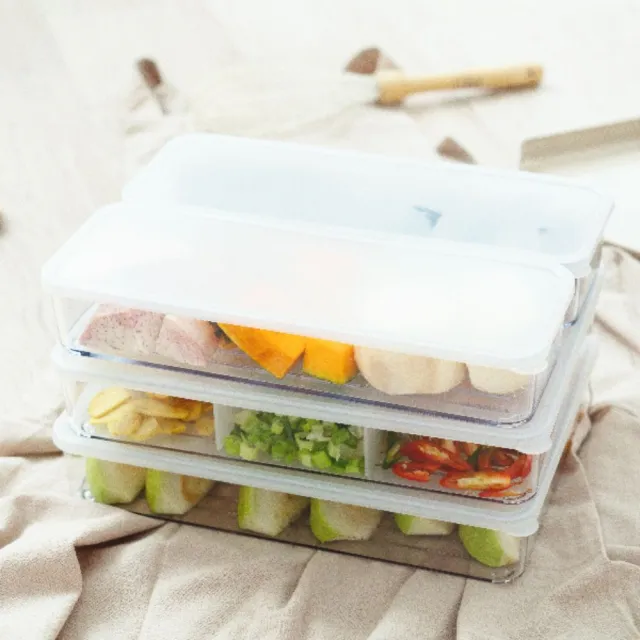 【Silicook】組合B 大型食材4件組 850ml&1900ml 附2組隔版  保鮮盒 冰箱整理盒 密封保鮮盒 廚房收納盒