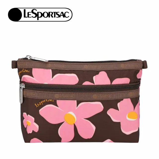 【Lesportsac】Cosmetic Clutch 雙層拉鍊化妝包 收納袋 盥洗包 女包(秋日繁花)