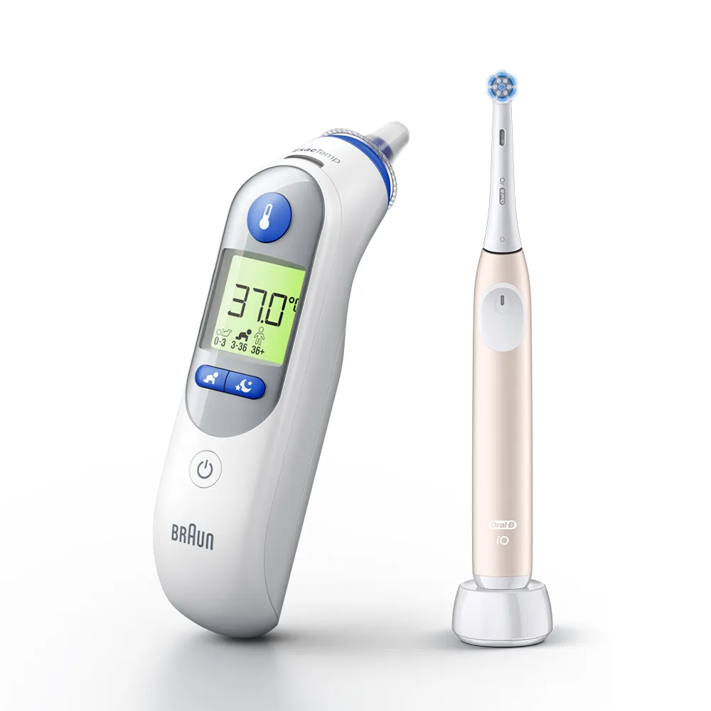 【BRAUN 百靈】耳溫槍 IRT6525+ORAL-B iO2粉(超值推薦)