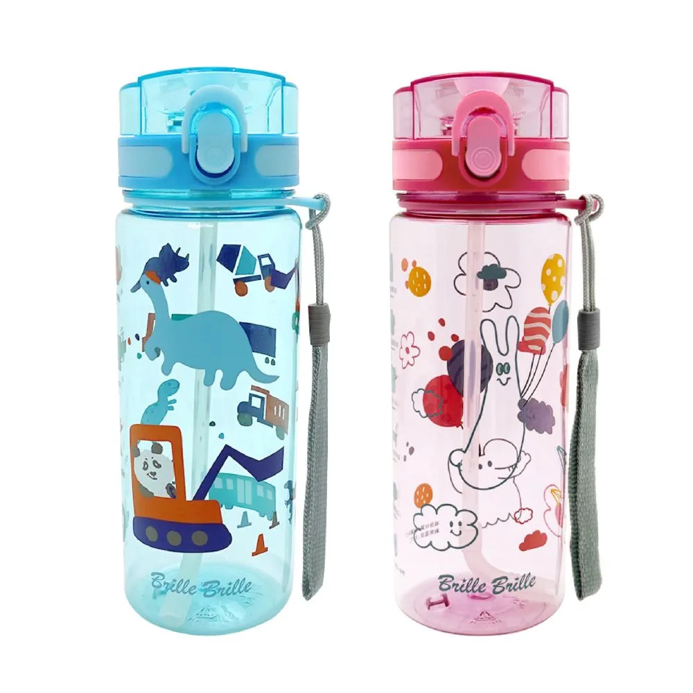 【Brille Brille】彈蓋式自動吸管水壺 600ml 粉色 藍色 台灣製水壺 改質PCT 可拆卸吸管