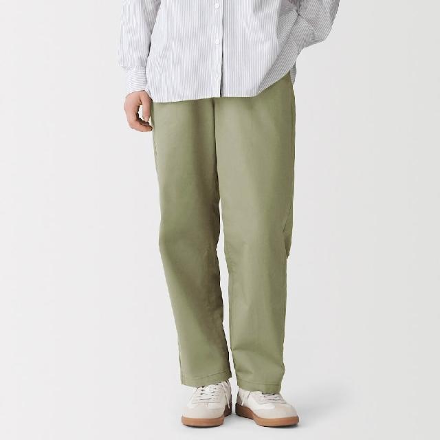 【MUJI 無印良品】女水洗棉舒適錐形褲(黑色/米色/煙燻粉/卡其綠)