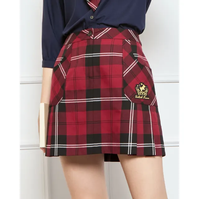 【SCOTTISH HOUSE】TR皇冠狗後鬆緊短裙-紅黑格/酒紅綠格 CJYB2104