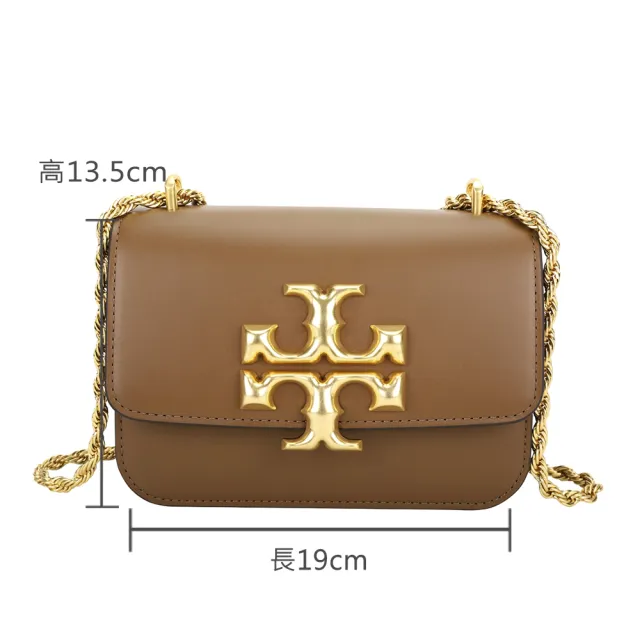【TORY BURCH】Eleanor LOGO 金屬標誌鍊帶斜背包(駝棕色 肩背 鍊包 TB)