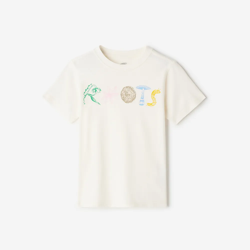 【Roots】Roots 大童-NATURE STAMPS 短袖上衣(米白色)