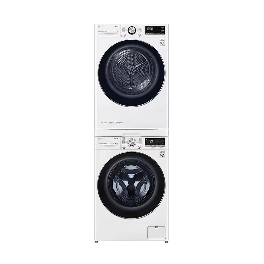 【LG 樂金】家電快配13+10公斤堆疊◆WiFi蒸洗脫變頻滾筒洗衣機+免曬衣乾衣機◆白(WD-S13VCW+WR-100VW)
