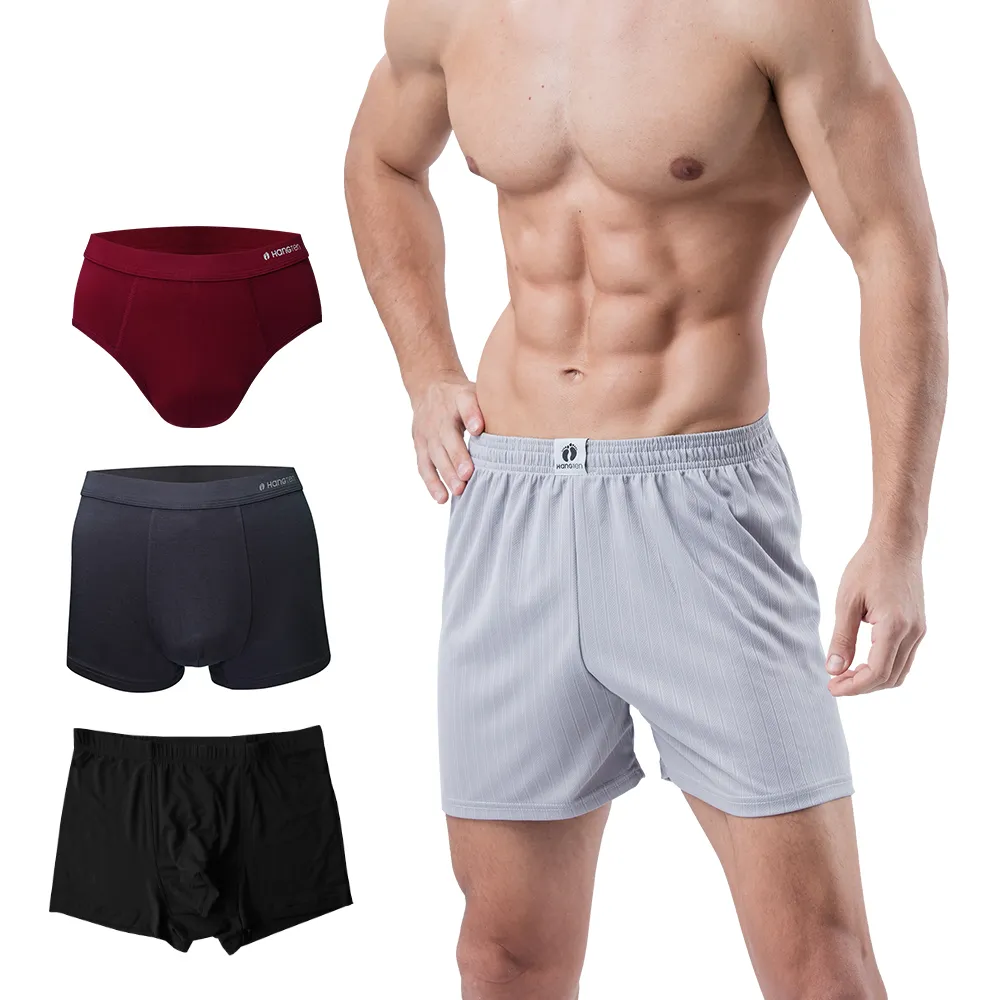 【Hang Ten】Hang Ten 6件組momo獨家美式經典M-XXL彈力男內褲(平口褲/四角褲)透氣/涼感