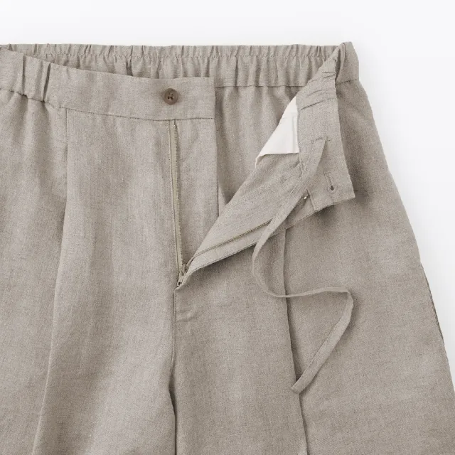 【MUJI 無印良品】女亞麻水洗短褲(黑色/原色/煙燻橘)