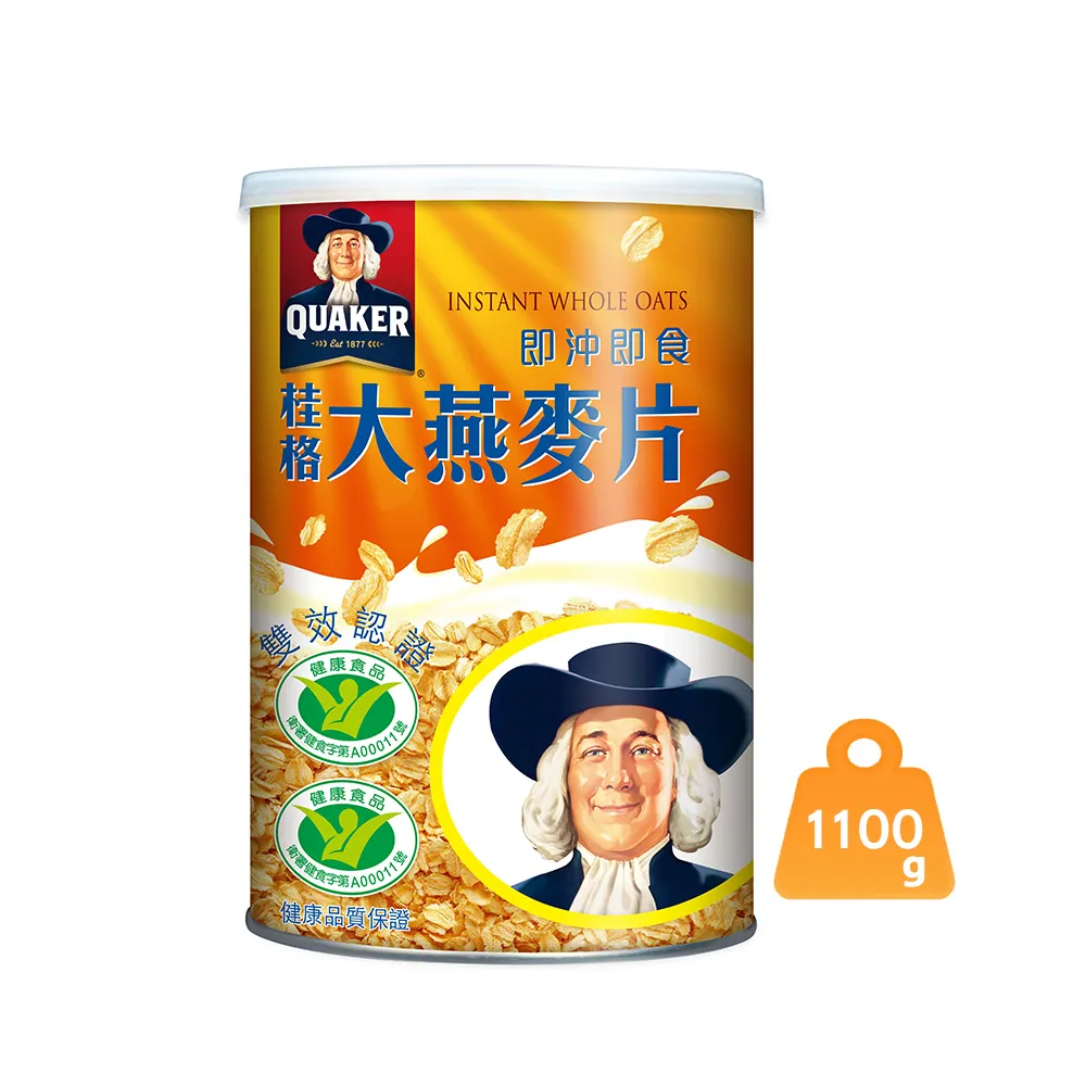 【QUAKER 桂格】即沖即食大燕麥片1100gx12罐(箱購優惠)(中元普渡拜拜)