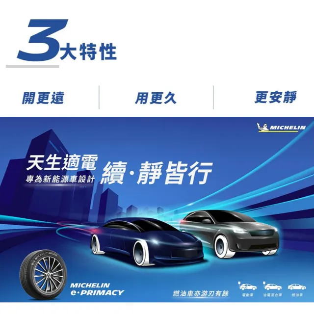 【Michelin 米其林】輪胎 E-PRIMACY ST-225/55/18吋 102V 四入組 送安裝(車麗屋)