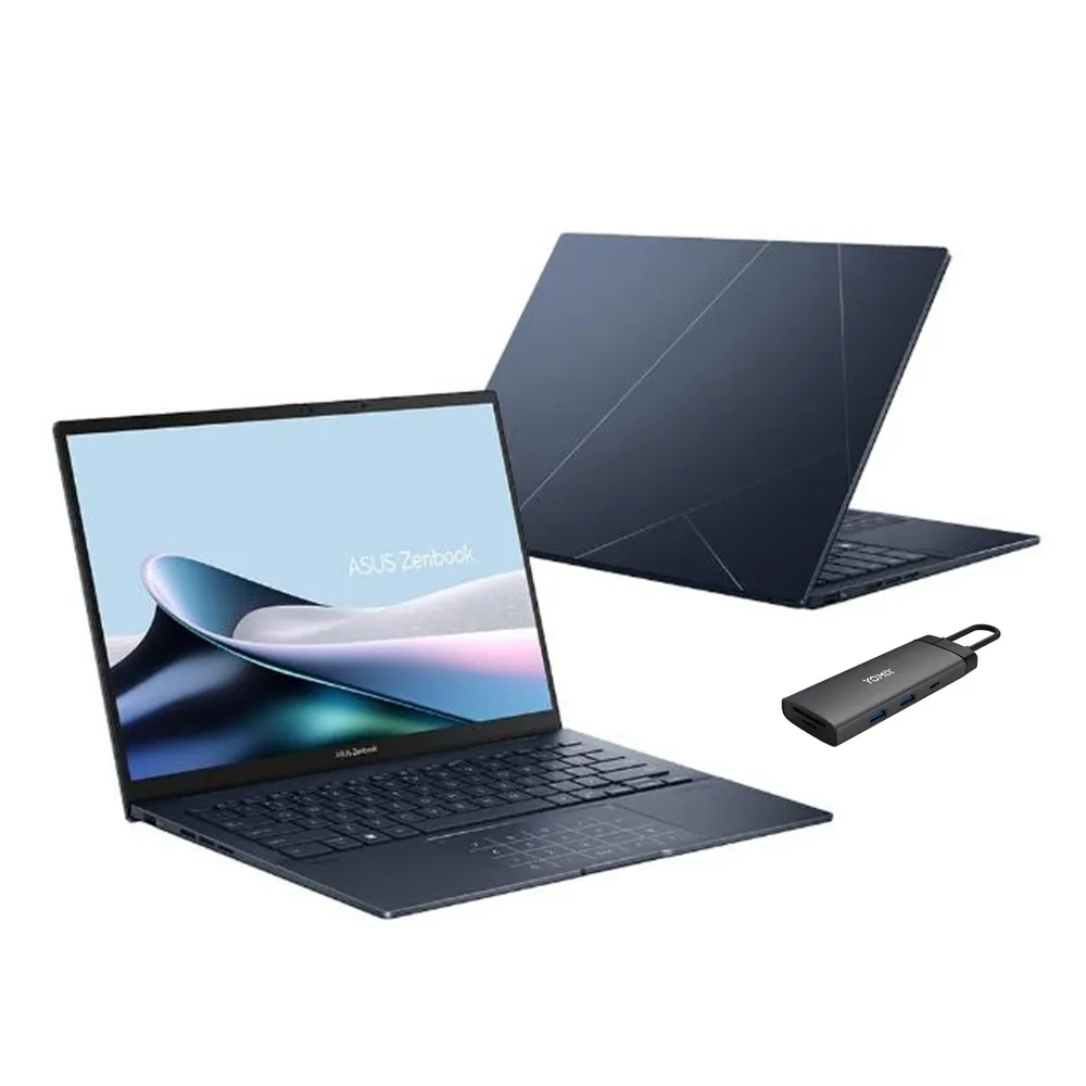 【ASUS 】 Type-C HUB組★14吋Ultra5輕薄AI筆電(ZenBook/Ultra5-225H/16G/1TB SSD/W11/EVO/OLED/可觸控)