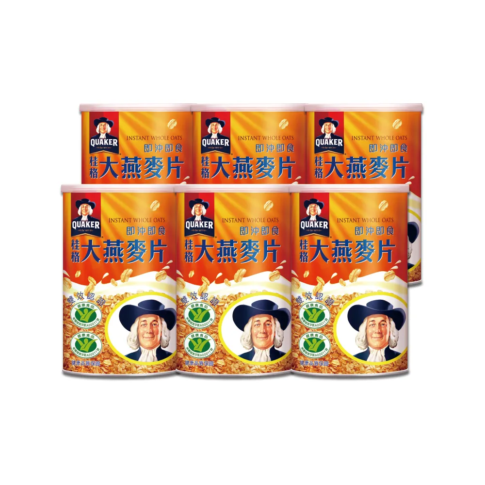 【QUAKER 桂格】即沖即食大燕麥片1100gx6罐(中元普渡拜拜)