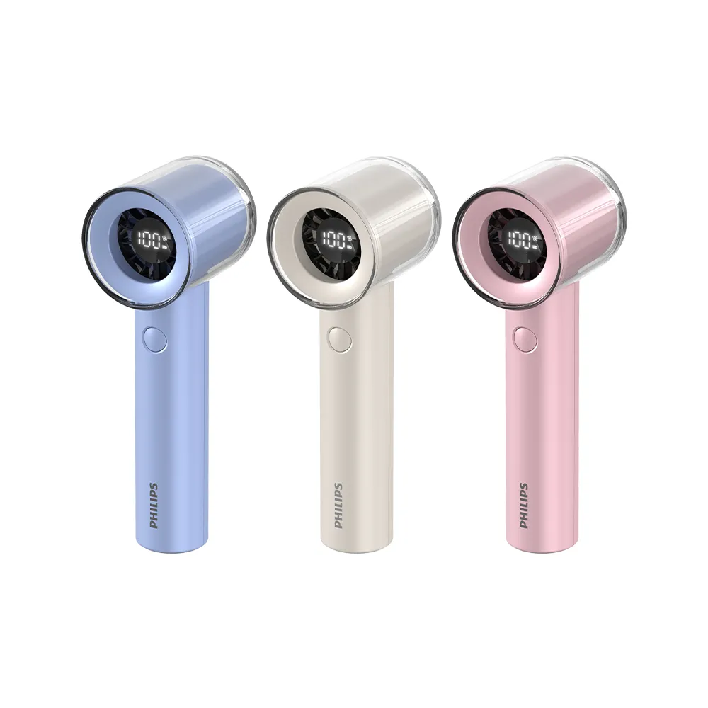 【Philips 飛利浦】2入組-3色可選-小炫風 高速100檔手持風扇 Type-C充電/LED顯示(ACR3222)