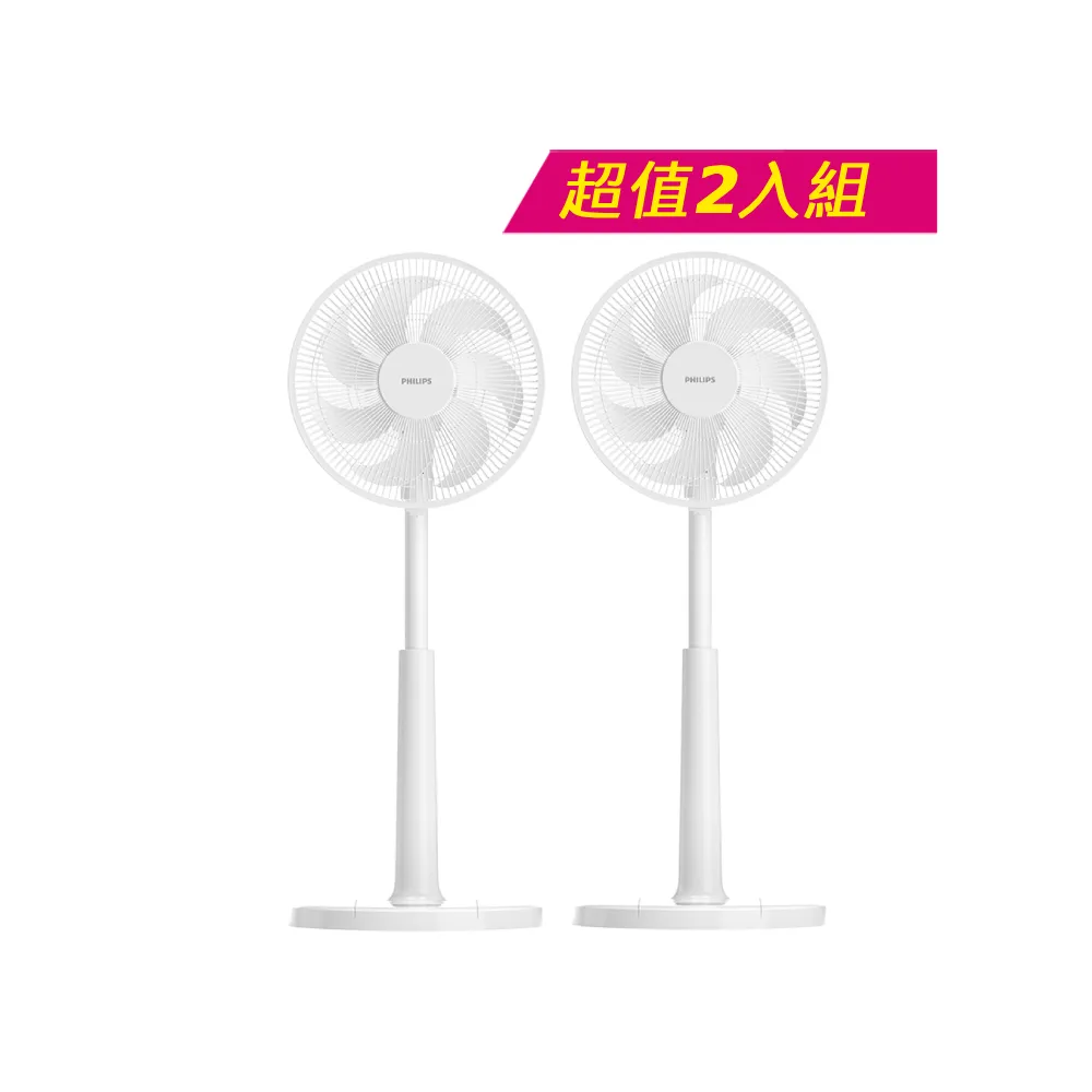 【Philips 飛利浦】超值2入組-14吋 可定時DC智能變頻風扇 7片扇葉設計-檯立兩用(ACR3241SFD)