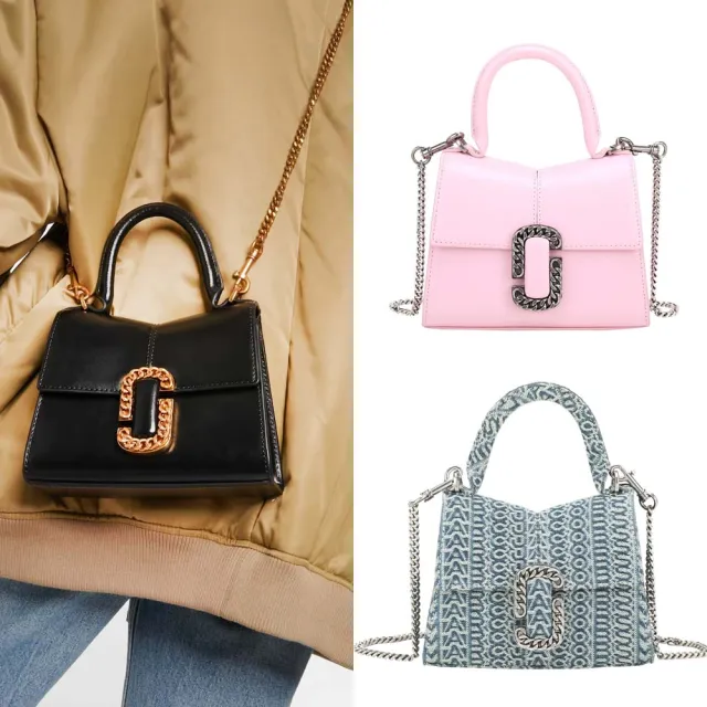 【MARC JACOBS】ST. MARC 復古鍊式雙J釦手提/斜背包(3款可選 翻蓋包 兩用包 MJ)