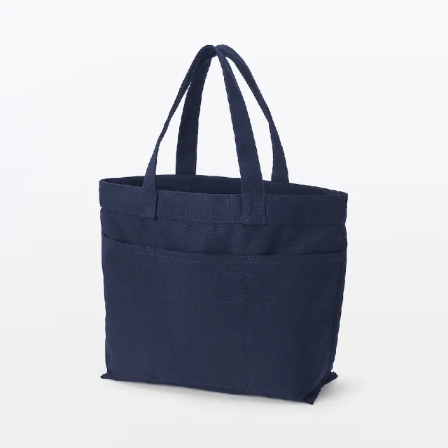 【MUJI 無印良品】帆布橫型托特包(黑色/原色/深藍/摩卡棕) 高31×寬46×底14cm