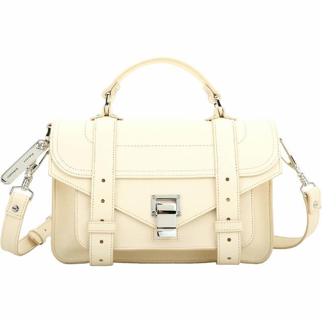 【Proenza Schouler】PS1 Tiny LUX羊皮斜背/手提學院包(奶油色 兩用包 真皮)