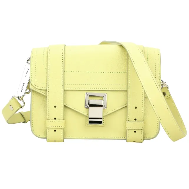 【Proenza Schouler】PS1 迷你款 銀釦羊皮手拿/斜背包(蘋果綠 兩用包 真皮)