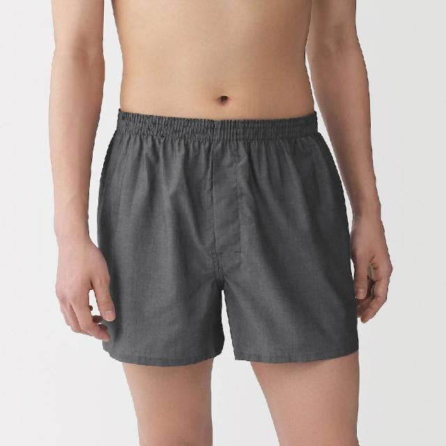 【MUJI 無印良品】男柔滑前開平口褲(深灰/深藍/深藍直紋/淺深藍)