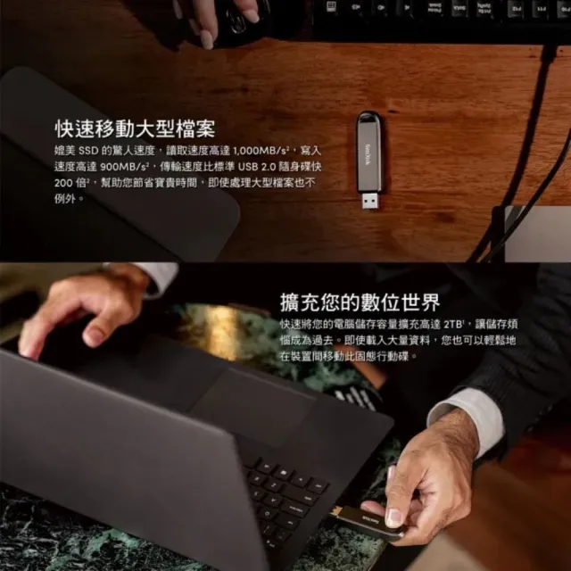 【SanDisk 晟碟】全新版_極速升級 512 GB Extreme PRO USB 3.2固態隨身碟(讀速1000MB/s   有限永久保固)