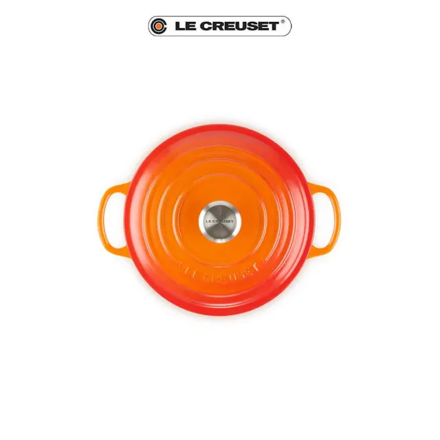 【Le Creuset】典藏琺瑯鑄鐵鍋圓鍋 20cm(肉豆蔻/貝殼粉/櫻桃紅/火焰橘)
