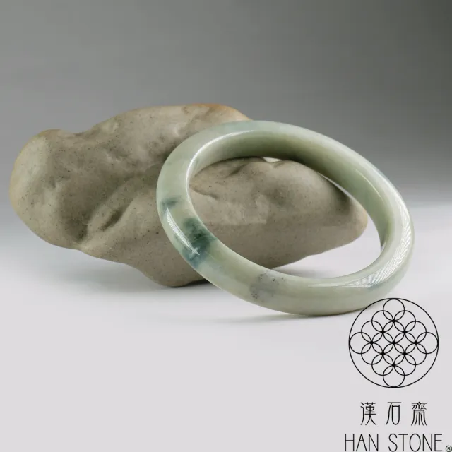 【漢石齋】天然翡翠A貨 手鐲玉鐲 飄花種帶黃翡 福 利 品(手圍17.3/ 版寬9.6mm)