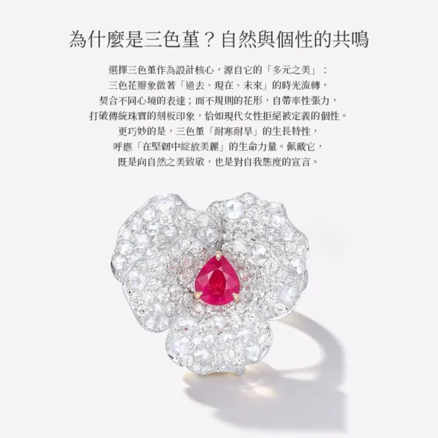 海斯珠寶 70分天然紅寶石 18K金戒指 天然鑽石密鑲 水滴形切割 綻放花朵造型 兼具優雅時尚感