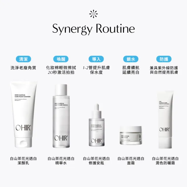 【OHIR】官方直營 白山茶花光透白修護安瓶50ml+旅行安瓶組(宋江代言/美白保養推薦/精華液)