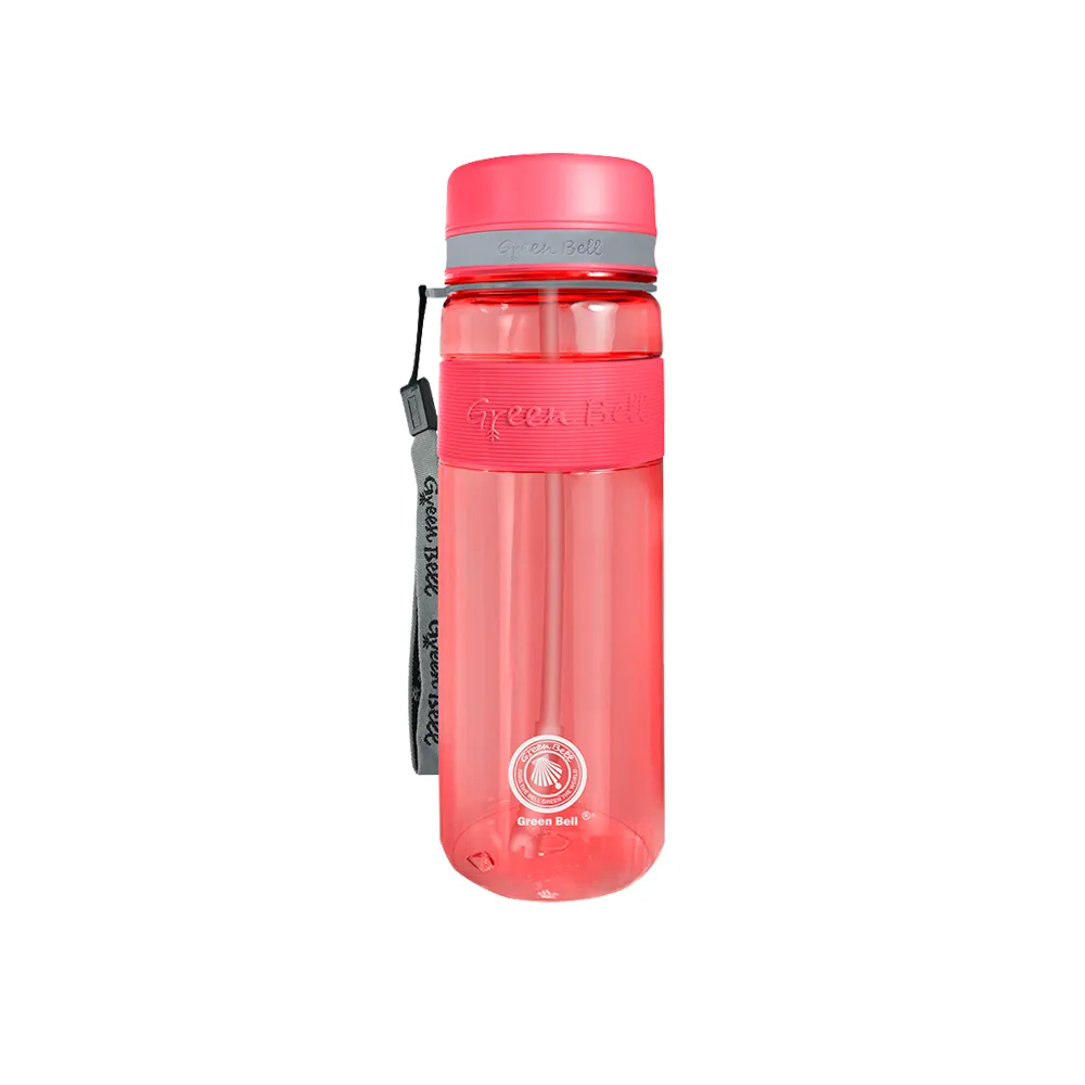 【GREEN BELL 綠貝】Tritan防滑吸管水壺800ml-莓果粉(大容量 耐摔 易洗 運動 不含BPA)