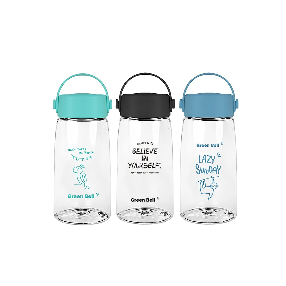【GREEN BELL 綠貝】Tritan極簡塗鴉水壺360ml3入組(寬口 提把 耐用 款式任選 不含BPA)