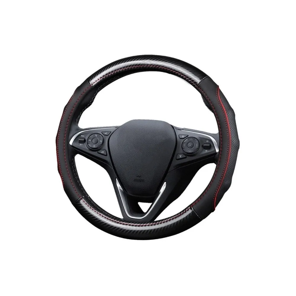 【一朵花汽車百貨】豐田 TOYOTA 碳纖維真皮方向盤套 方向盤套 方向盤皮套