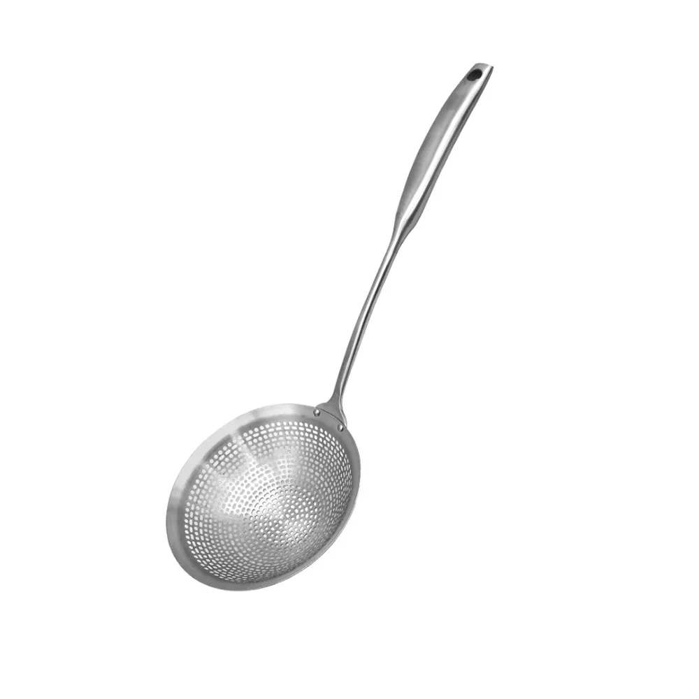 【GREEN BELL 綠貝】304不鏽鋼14cm多用途漏勺(防燙手柄 長柄 耐高溫 掛孔 撈麵 炸物 燙青菜 水餃 SGS)