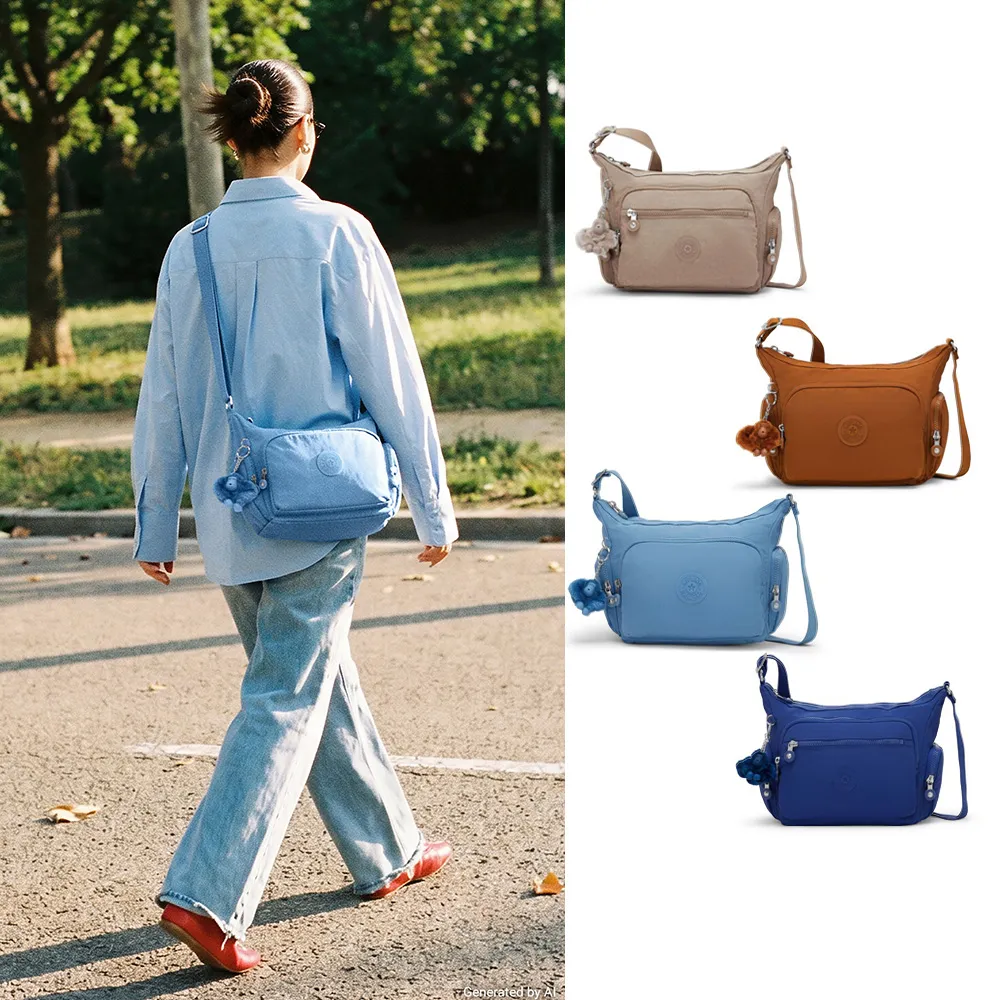【KIPLING】品牌經典新款-牛角包 ★ 輕巧多袋實用側背包(多色任選)