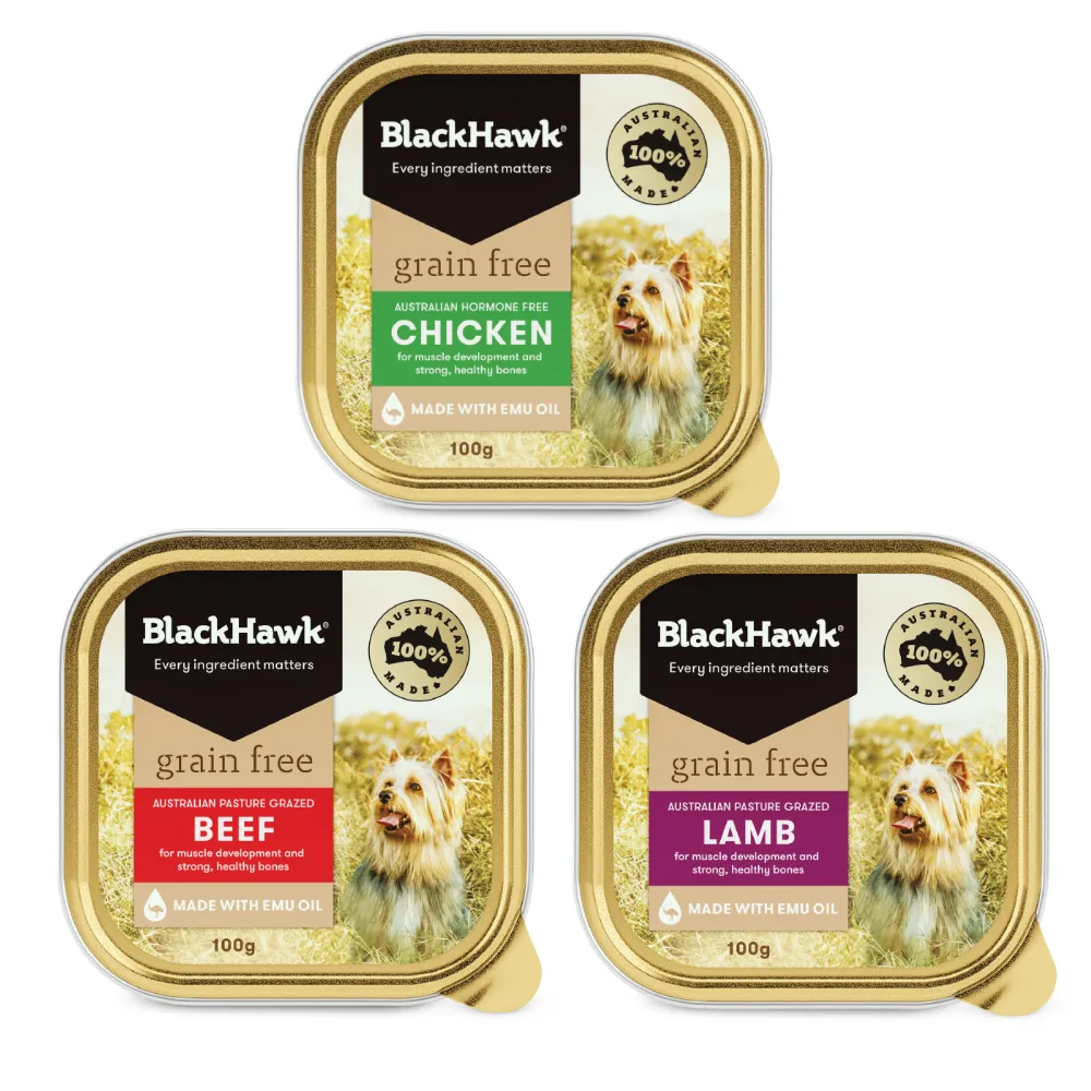 【BlackHawk 黑鷹】黑鷹狗餐盒組合100g-9入多口味任選(液態黃金 鴯苗油  100%澳洲食材 全齡適用)