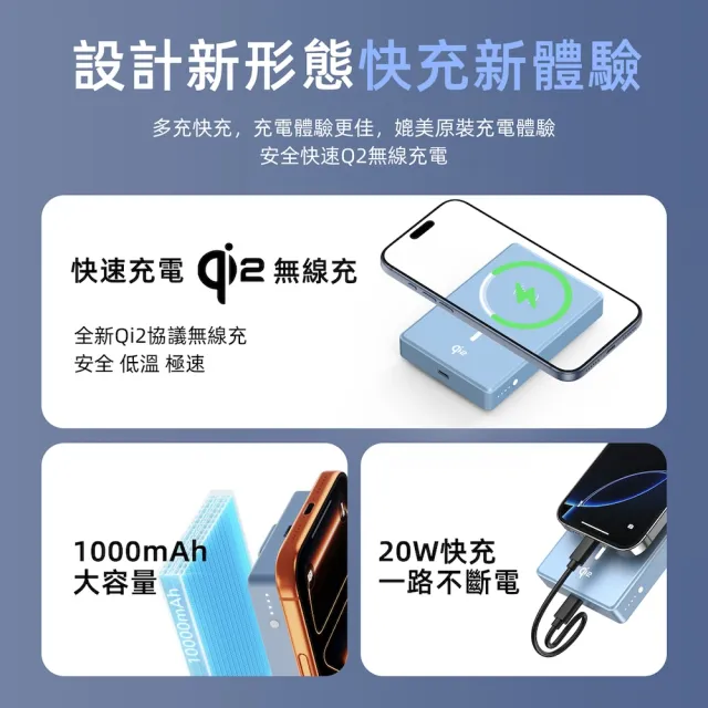 【Philips 飛利浦】新色上市!DLP2719Q Qi2 10000mAh 立架式磁吸無線快充行動電源(MagSafe/_36Wh_具Wh標示)