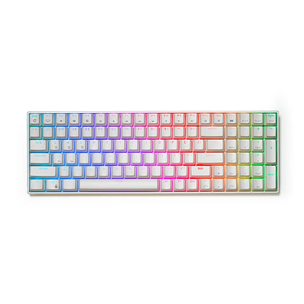 【RK ROYAL KLUDGE】RK100 白色RGB 三模無線機械鍵盤(熱插拔/HUB/紅軸/中文/辦公鍵盤/遊戲鍵盤)