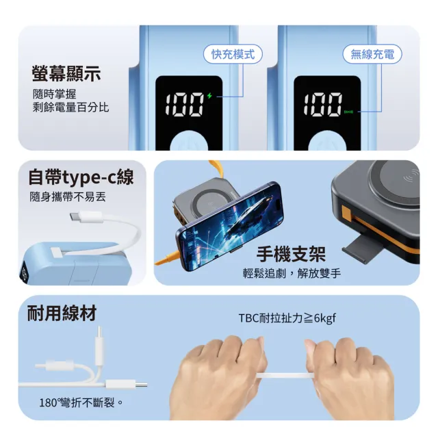 【Philips 飛利浦】DLP4349S 10000mAh GoodCube 22.5W多合一磁吸半固態行動電源(37Wh_具Wh標示)