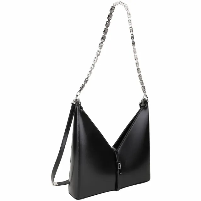 【GIVENCHY 紀梵希】CUT OUT 光滑小牛皮鍊帶肩背/斜背包(黑色 側背包 兩用包)