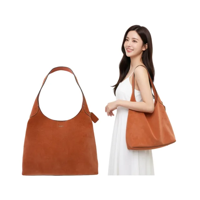【COACH】COACH BROOKLYN 34 圓弧開口肩背包(陶土色/麂皮)