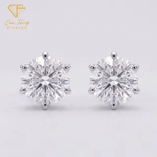 【CF Diamond】耳環 莫桑鑽《永恆之星》一對共2克拉 新品 (一克拉 耳釘 耳針 耳飾 生日禮物)