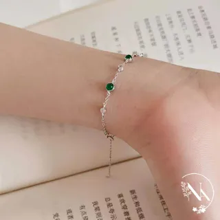 【NANA】娜娜 S925鍍14K金祖母綠鋯石滿天星手鍊 N115081306(S925 鍍14K金 祖母綠 鋯石 滿天星 手鍊 兩色)