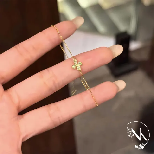【NANA】娜娜 S925鍍14K金四葉草滿鑽手鍊兩色 N115081305(S925 鍍14K金 四葉草 滿鑽 手鍊 兩色)