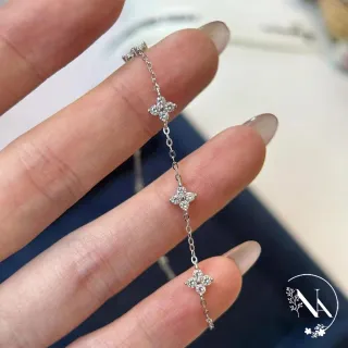 【NANA】娜娜 S925鍍14K金四葉草滿天星手鍊兩色 N115081303(S925 麻花 蝴蝶結 四葉草 滿天星 手鍊 兩色)
