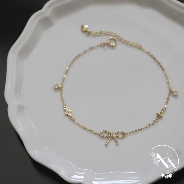 【NANA】娜娜 S925鍍14K金麻花蝴蝶結四葉草手鍊兩色 N115081302(S925 麻花 蝴蝶結 四葉草 手鍊 兩色)