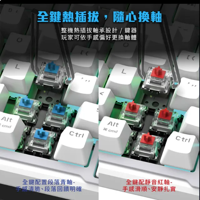 【FOXXRAY 狐鐳】星曜・極光 三模全尺寸機械鍵盤-青軸/紅軸(FXR-HKW-120)2.4G無線、藍牙、有線