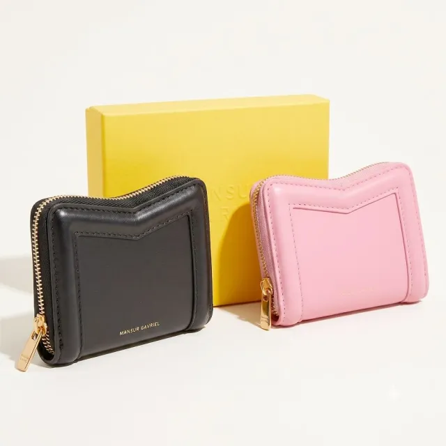 【MANSUR GAVRIEL】M型框架 光滑牛皮拉鍊卡片夾 零錢包-2色可選(錢包 皮件)